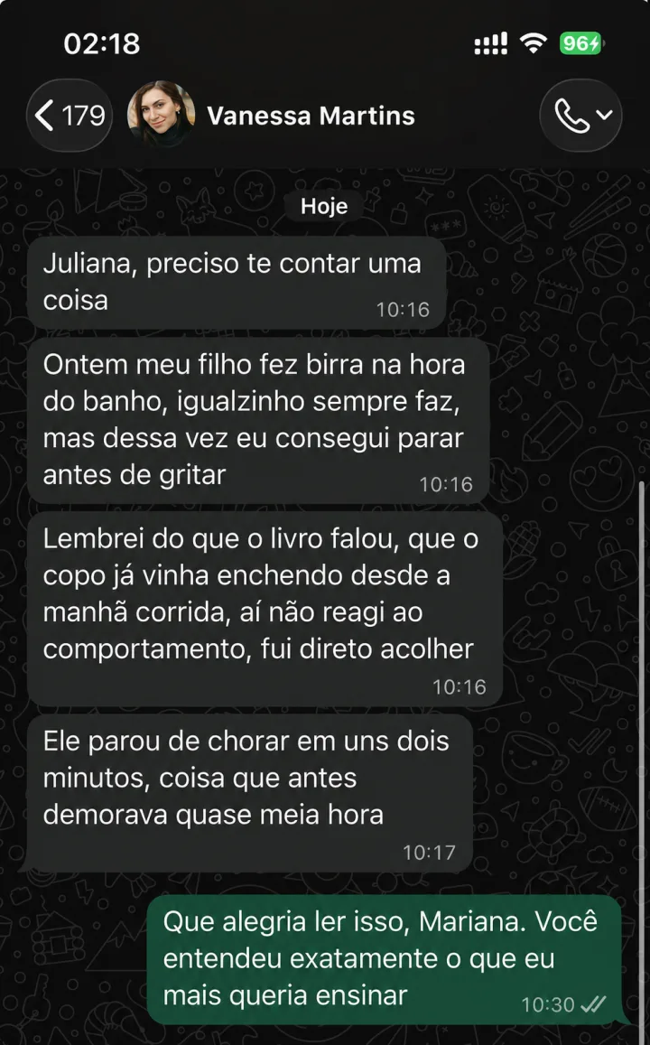 Relato de uma mãe que acolheu o filho durante a birra antes de gritar e conseguiu reduzir a crise